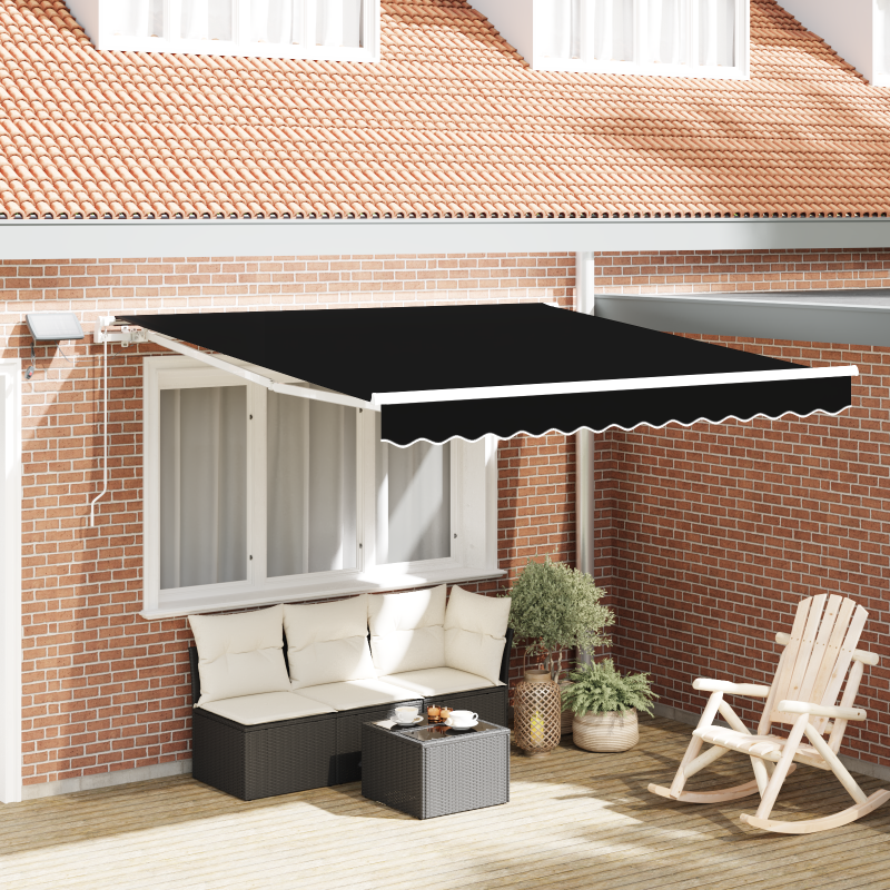 Manuelle einziehbare Markise mit LED Schwarz 350x250 cm
