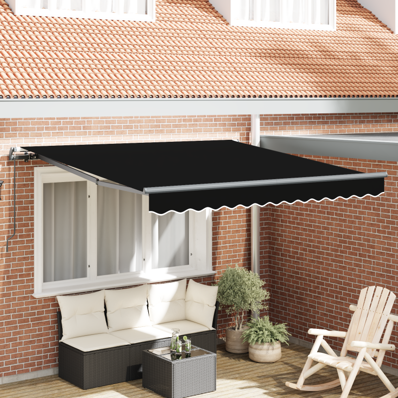 manuelle einziehbare Markise Schwarz 350x250 cm