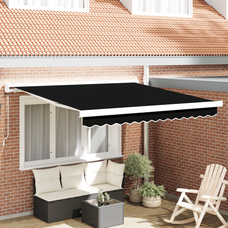 Manuelle Einziehbare Markise Schwarz 350x250 cm