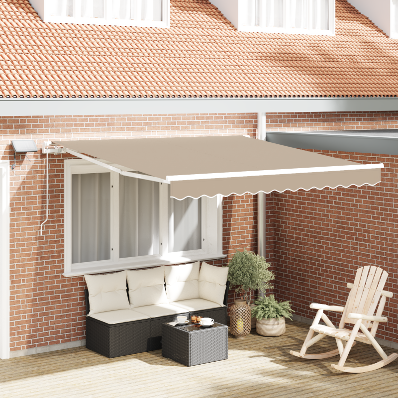 manuelle Markise mit LED Beige 350x250 cm