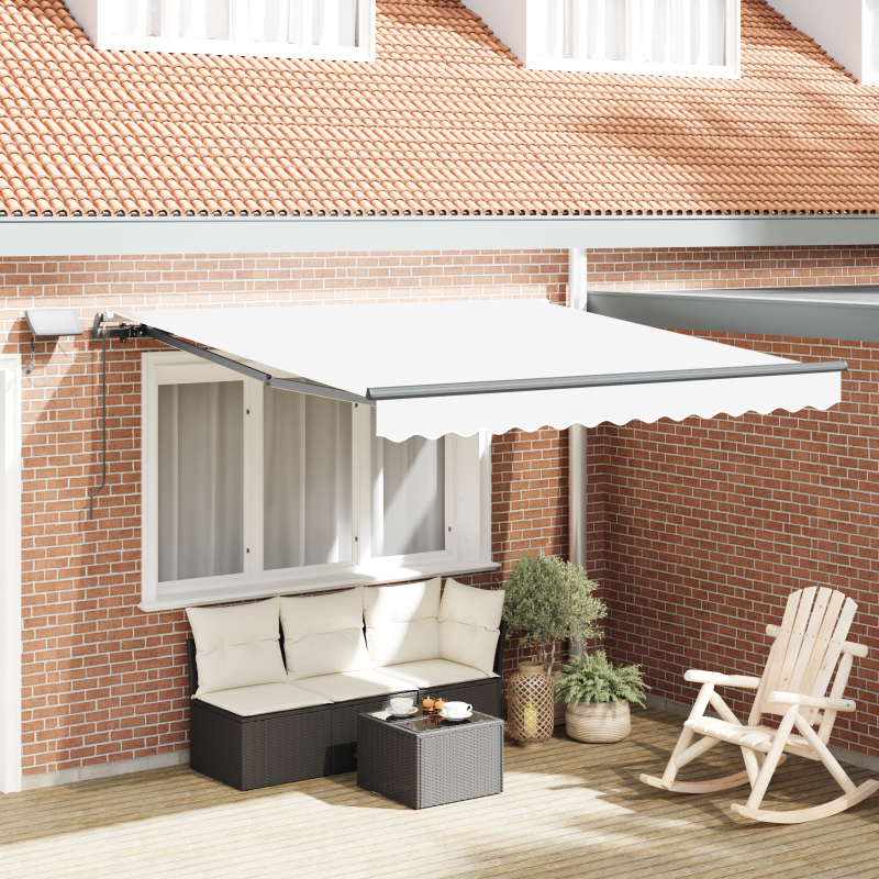 Manuelle einziehbare Markise mit LED Weiß 350x250 cm