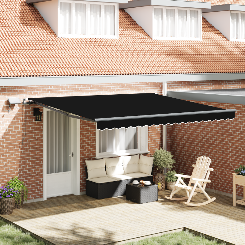 manuelle einziehbare Markise mit LED Schwarz 400x300 cm