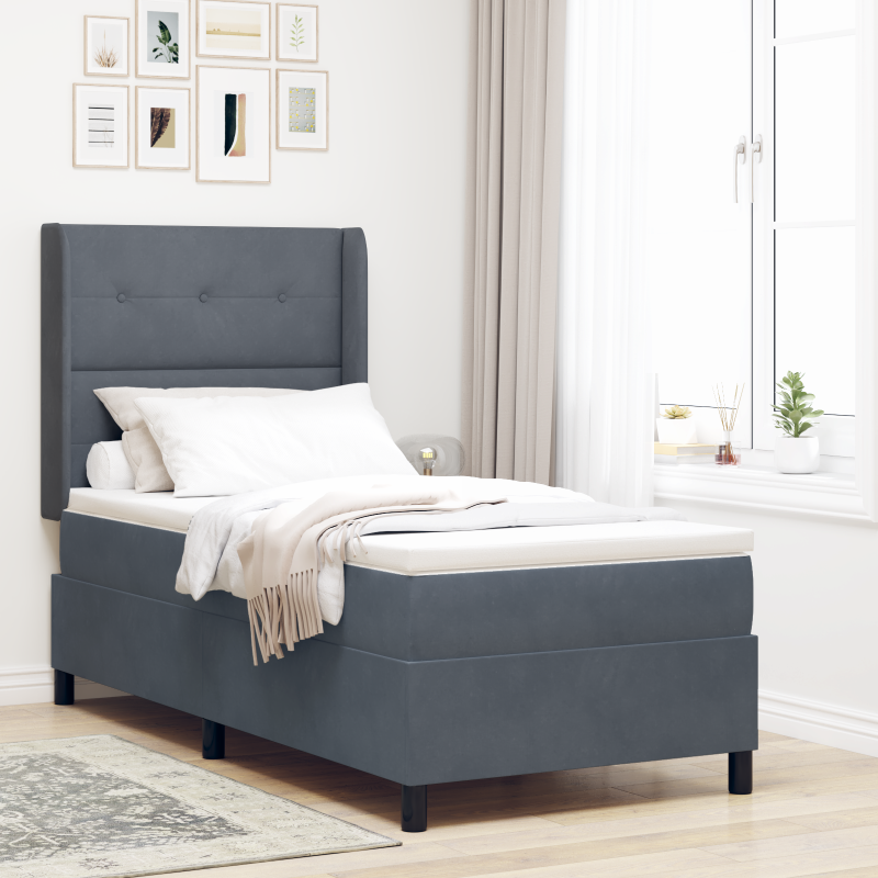 Boxspringbett mit Matratze und LED Dunkelgrau 80x200 cm Velvet