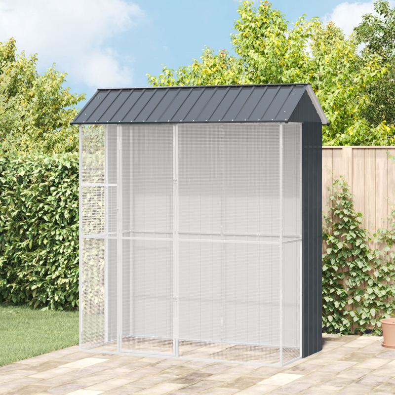 Vogelvoliere Anthrazit 215x110x247 cm Stahl