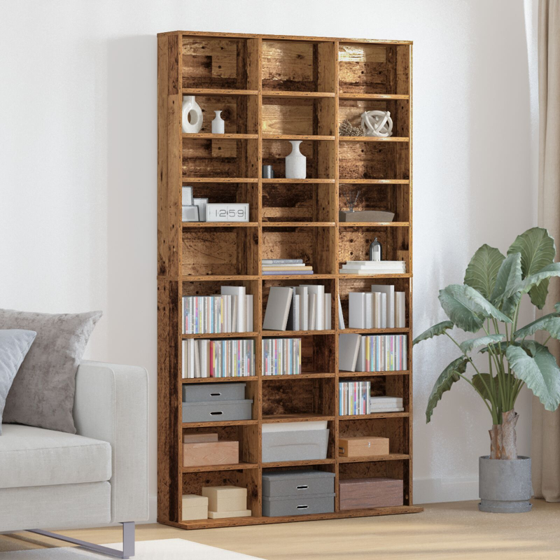 CD Schrank - Altes Holz - 101x23x177,5 cm - Holzwerkstoff