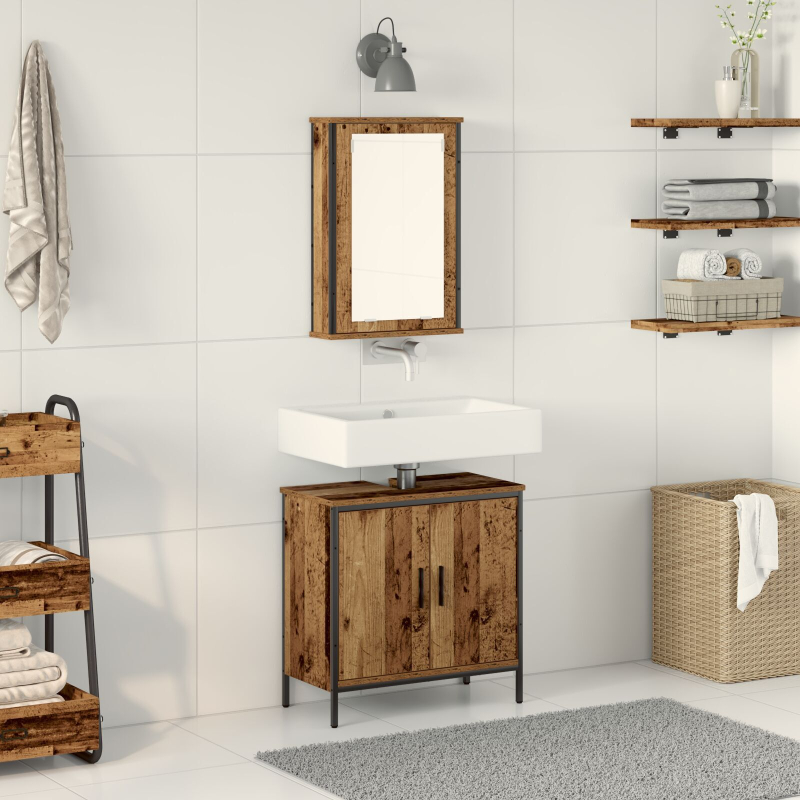 2-teiliges Badezimmermöbelset Altes Holz