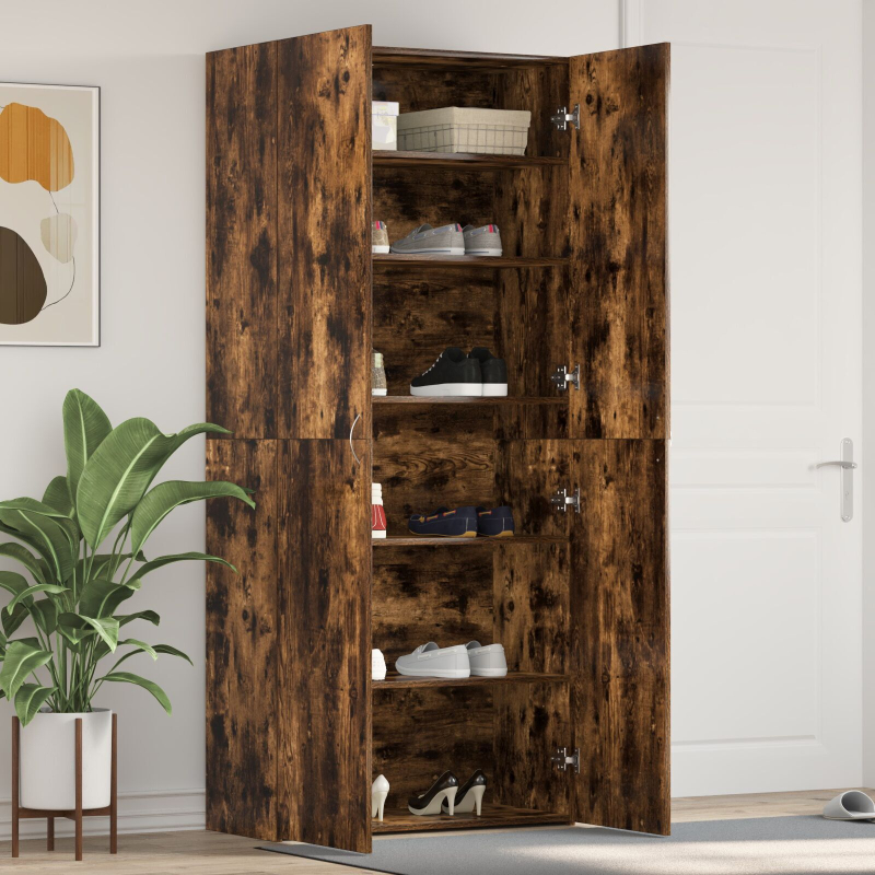 Schuhschrank Raucheiche 80x35,5x180 cm Holzwerkstoff