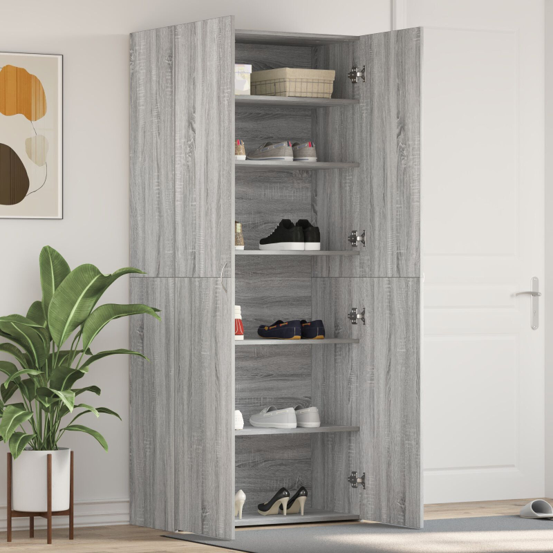 Schuhschrank Grau Sonoma 80x35,5x180 cm Holzwerkstoff