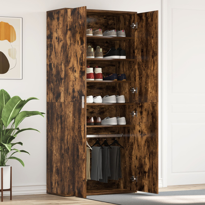 Schuhschrank Geräucherte Eiche 80x39x180 cm Werkstoff