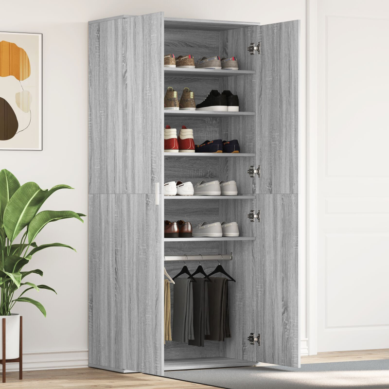 Schuhschrank Grau Sonoma 80x39x180 cm Holzwerkstoff