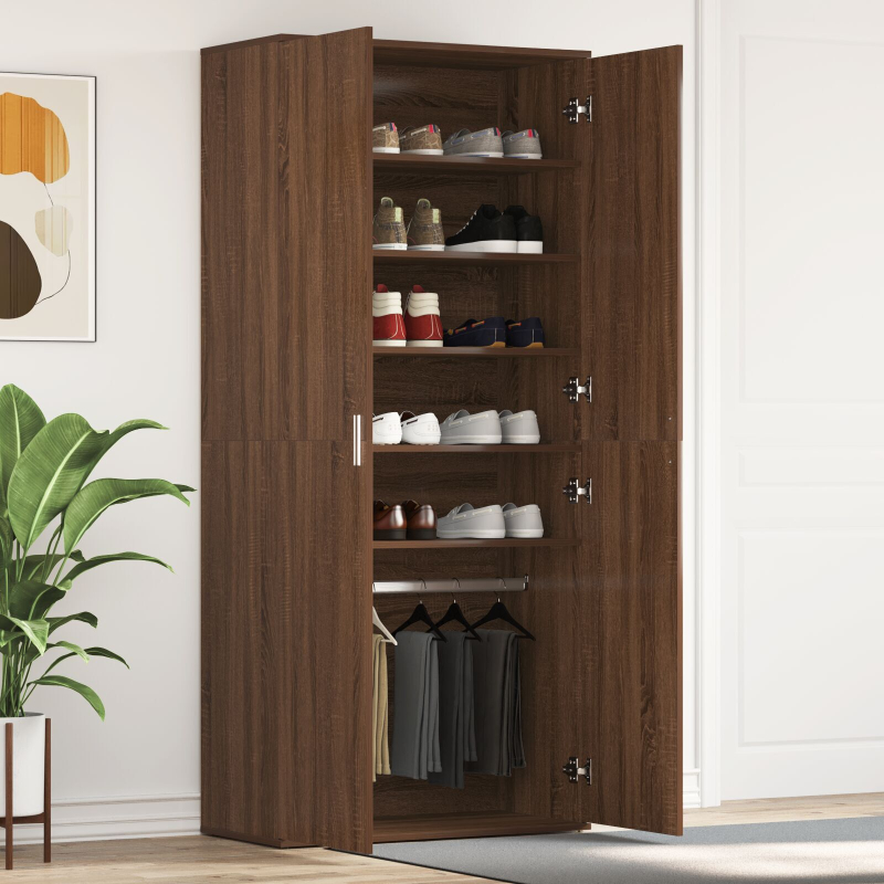Schuhschrank Braune Eiche 80x39x180 cm Holzwerkstoff