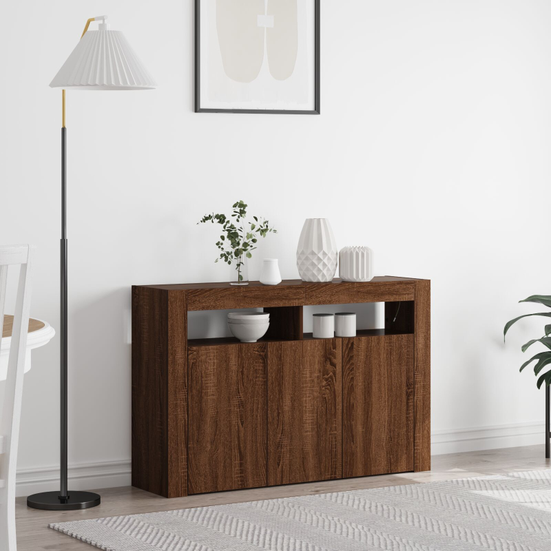 Sideboard Braune Eiche Verarbeitetes Holz 116 x 30 x 75 cm