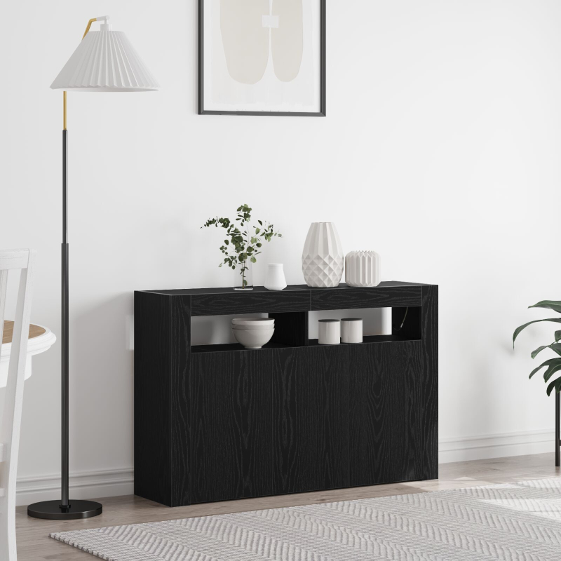 Sideboard Schwarz Eiche Technisches Holz 116 x 30 x 75 cm