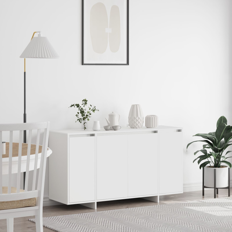Weißes Sideboard Weiß Holz 135 x 41 x 75 cm Weißes Sideboard