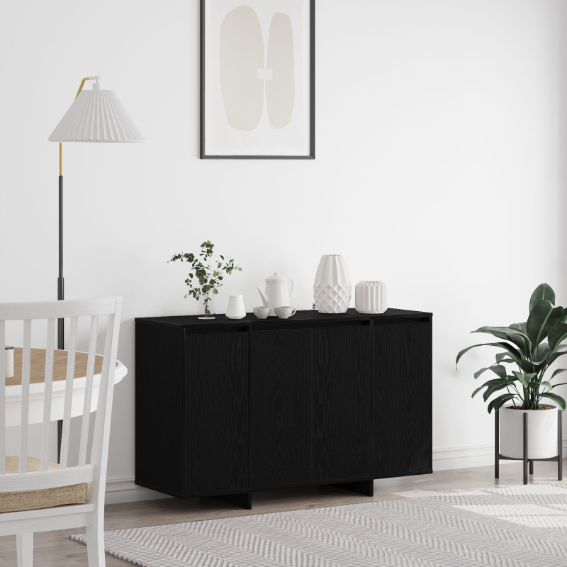 Schwarzes Eichen-Sideboard Schwarze Eiche Holz 120 x 41 x 75 cm