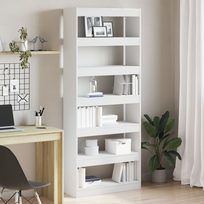 Weißes Bücherregal Weiß Holzwerkstoff 80 x 30 x 198 cm Stauraum