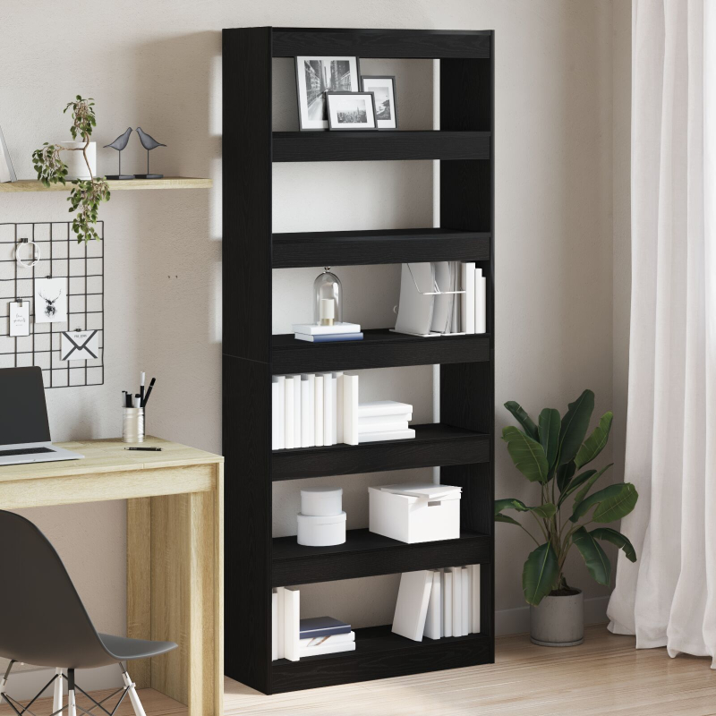 Schwarz Bücherregal Schwarz Holz 80 x 30 x 198 cm Regale