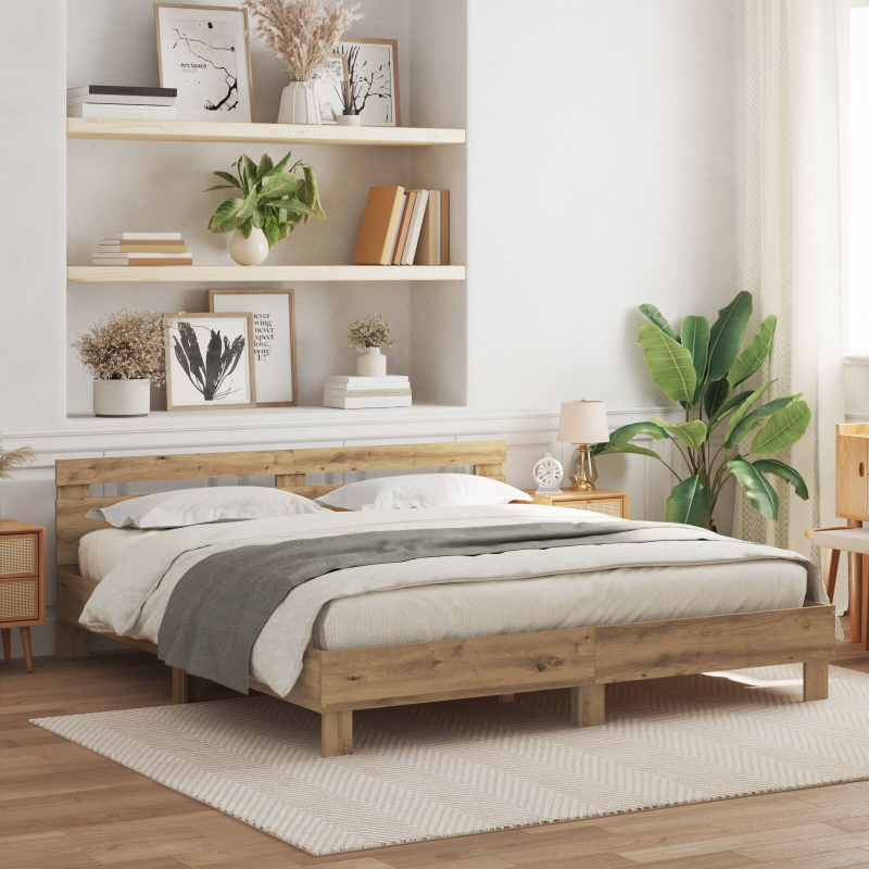 Bettgestell aus Holzwerkstoff Artisan Eiche 180 x 200 cm Langlebig
