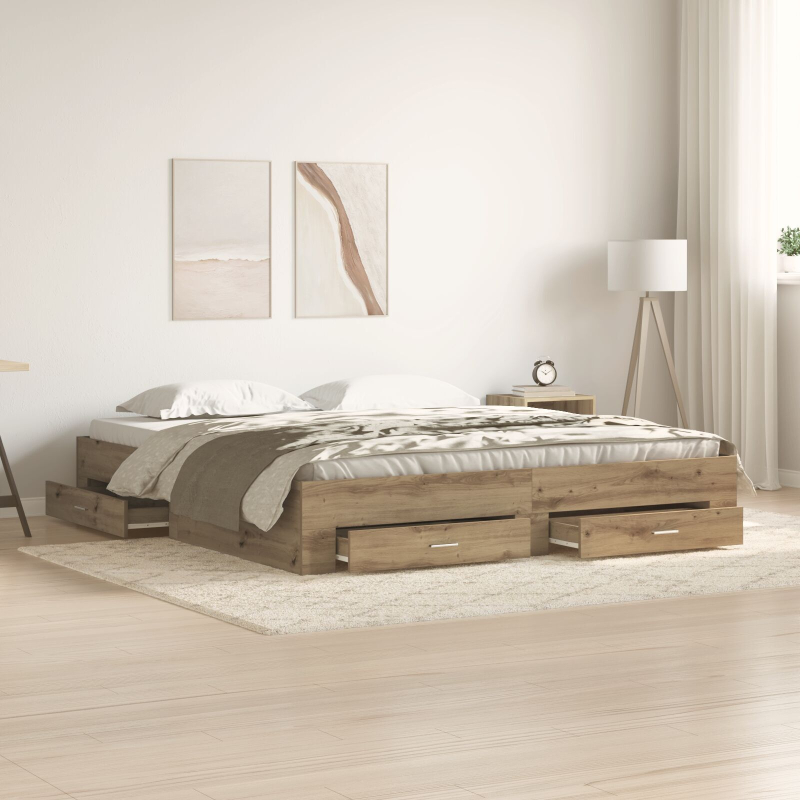 Bettgestell mit Schubläden Artisan Eiche 180x200 cm Holzwerkstoff