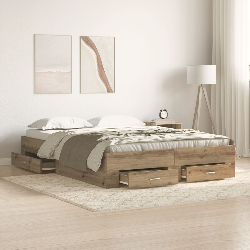 Bettgestell mit Schubladen Artisan Eiche Ingenieure Holz