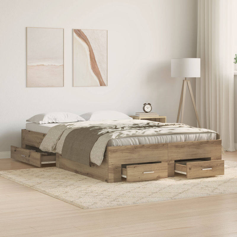 Bettgestell mit Schubladen Artisan Eiche 120x190 cm Engineering Holz