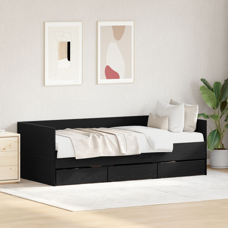 Daybed Schwarze Eiche Spanplatten 90 x 190 cm Langlebig Daybed