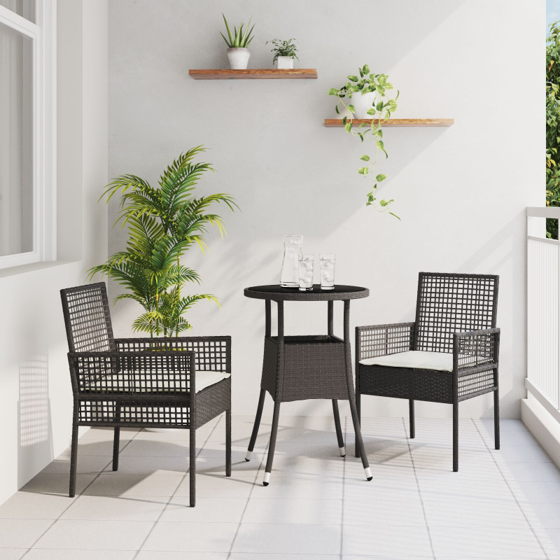 5-teilige Garten Essgruppe Braun Poly-Rattan