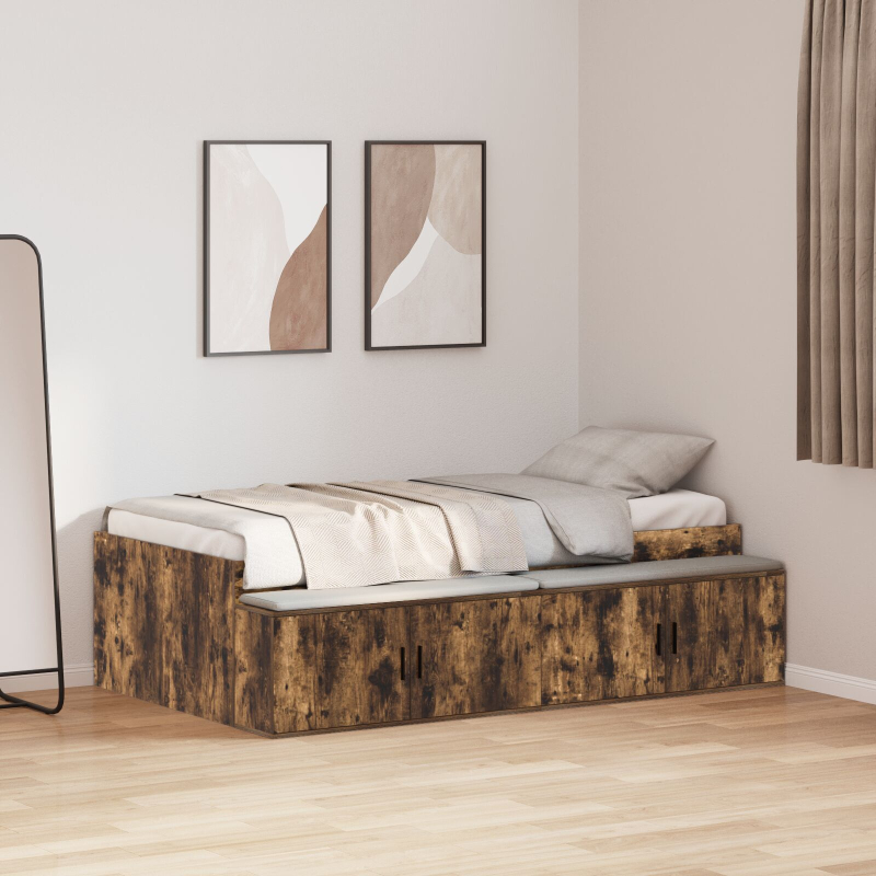Stauraum Bettgestell Geräucherte Eiche 90x200 cm