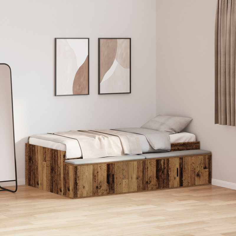 Stauraumbettgestell Altholz 90 x 200 cm