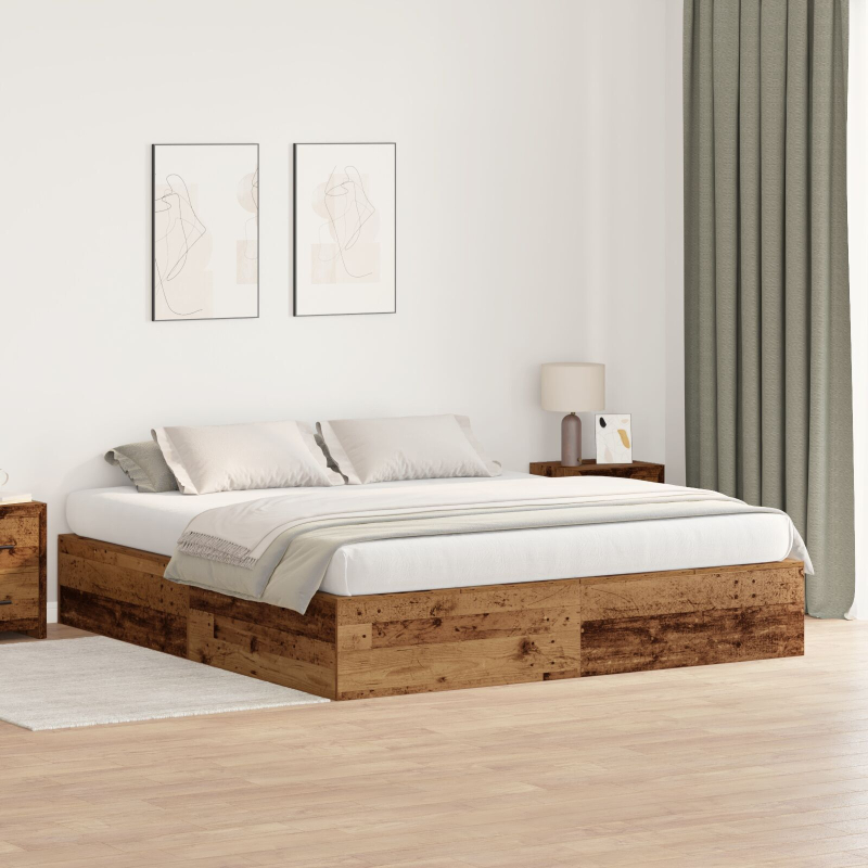 Stauraum-Bettgestell Altholz 200x200 cm