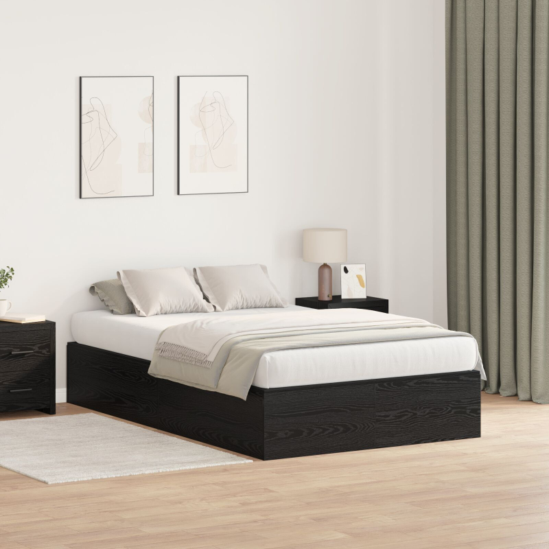Storage Bed Frame Schwarz Eiche 120x200 cm