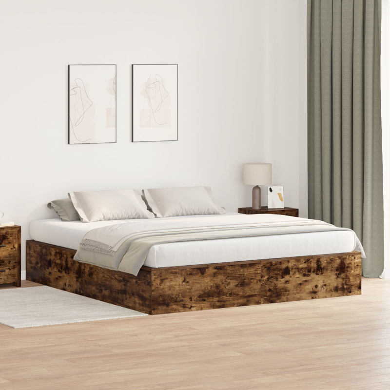 Stauraum-Bettgestell Geraucht Eiche 180x200 cm