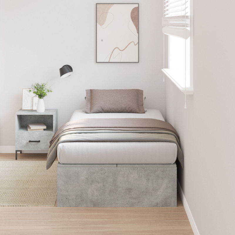 Stauraumbett Gestell Beton Grau 90x190 cm