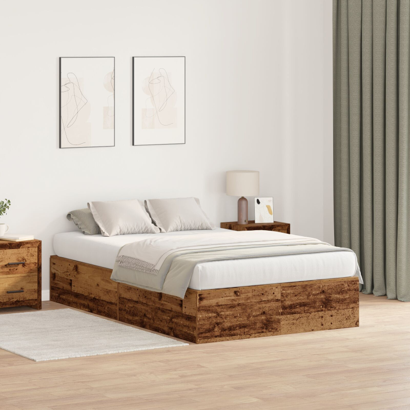 Stauraum-Bettgestell Altes Holz 120x190 cm