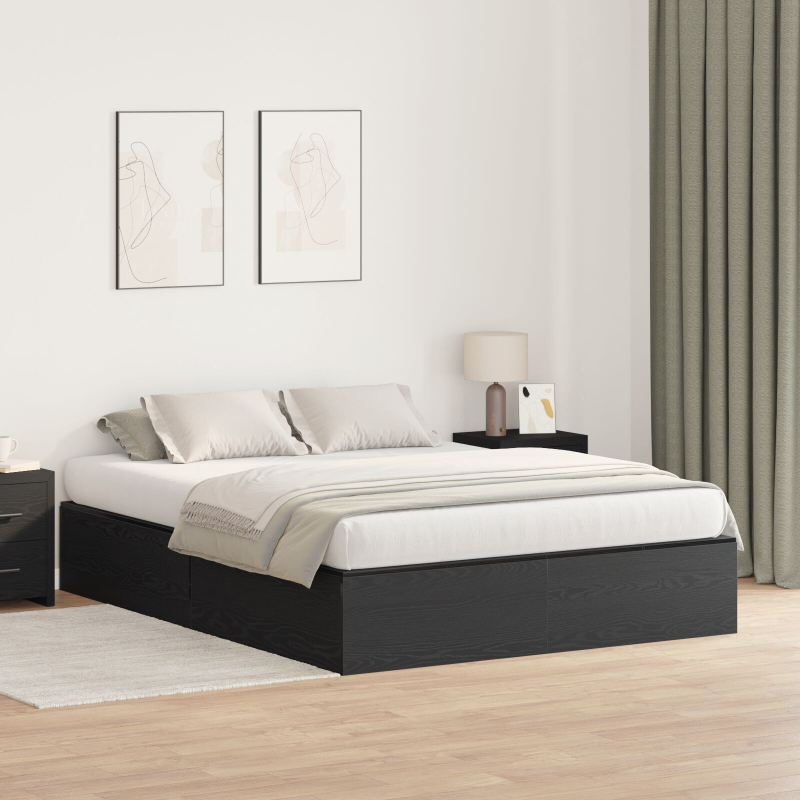 Aufbewahrungsbettgestell Schwarze Eiche 135x190 cm