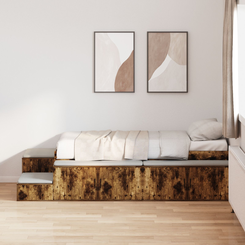 Stauraumbettgestell Räuchereiche 90x200 cm