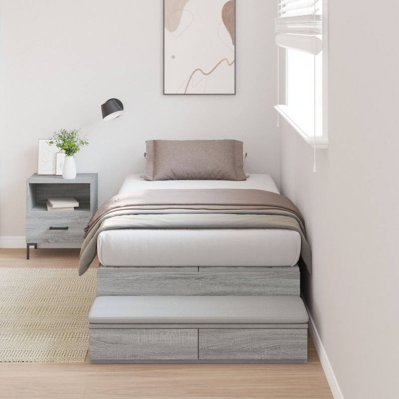 Aufbewahrungsbettgestell Grau Sonoma 90x200 cm