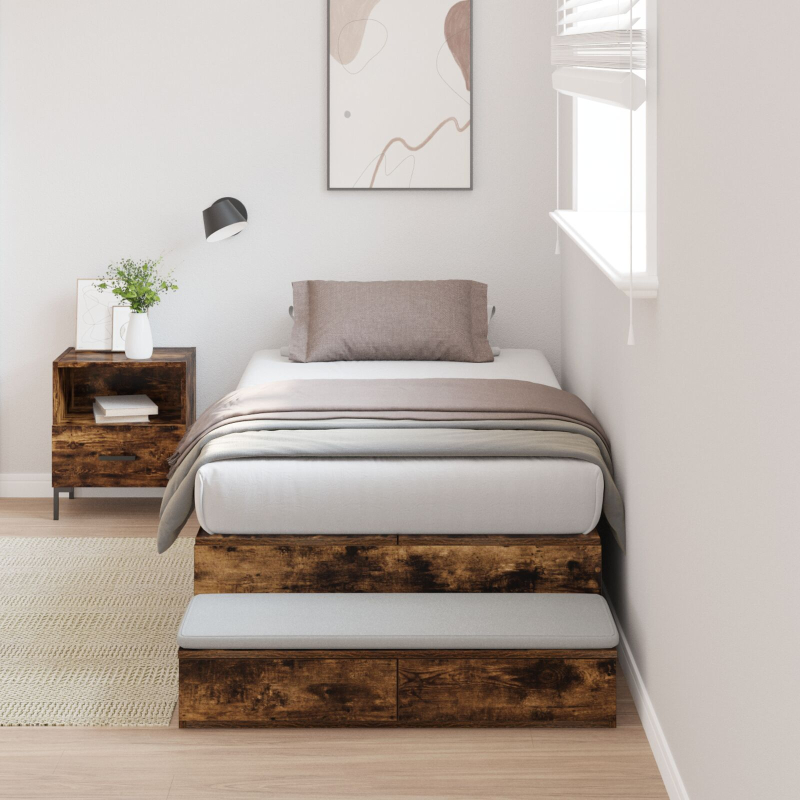 Stauraum-Bettgestell Rauches Eiche 100x200 cm