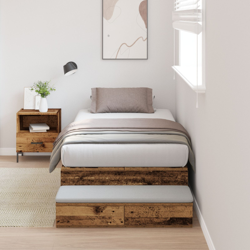 Stauraumbettgestell Altholz 90x190 cm