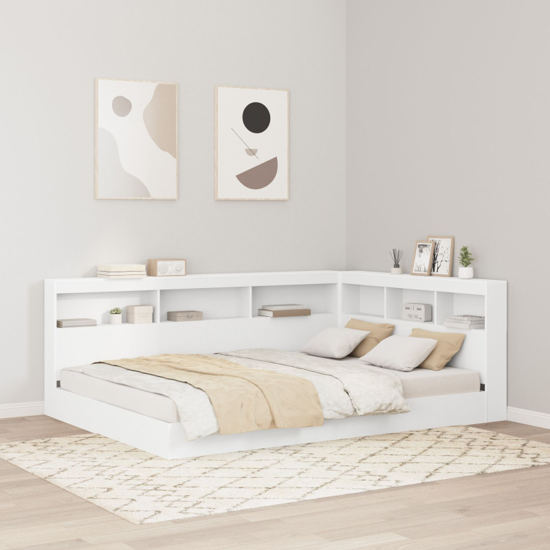 Bücherregalbett Weiß 160x200 cm engineered Wood