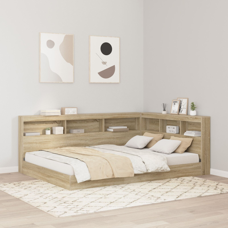 Bücherregal-Bett Sonoma Eiche 160x200 cm Holzwerkstoff