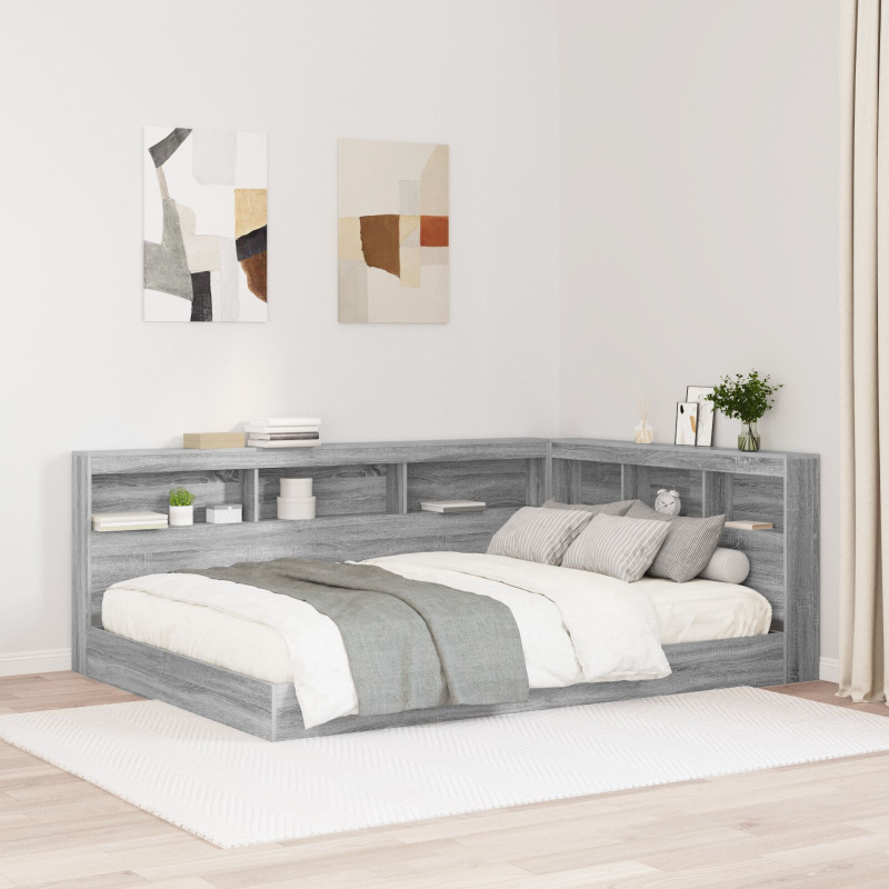 Bücherregalbett Grau Sonoma 160x200 cm Spanholz
