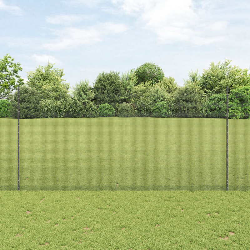 Schweißdrahtzaun mit 10 U-Pfosten Grau 1,5x10 m Stahl
