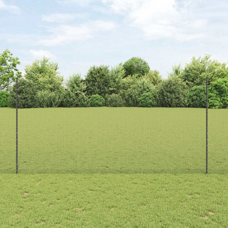 Schweißdrahtzaun mit 10 U-Posts Grau 1,5x10 m Stahl