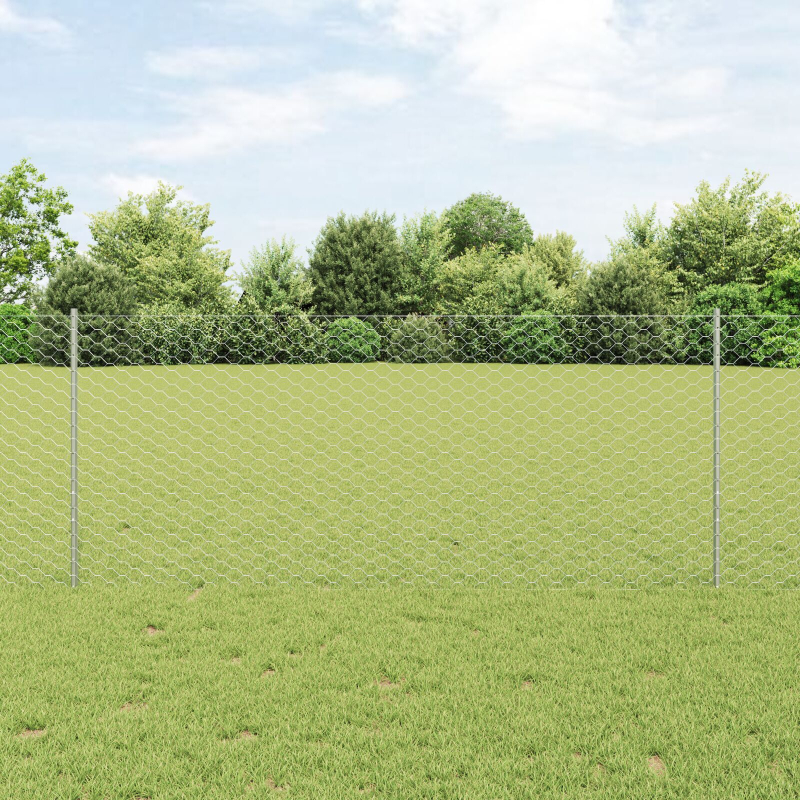 Sechseckiger Gartenzaun Set 2er Set Verzinkter Stahl 25 x 1 m