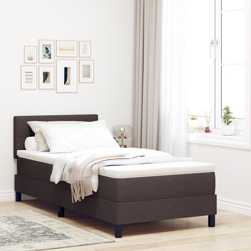 Boxspringbett mit Matratze Dunkelbraun 80x200 cm Stoff