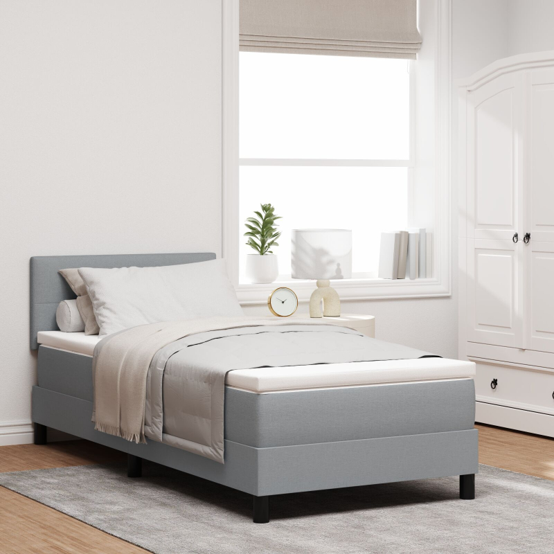 Boxspringbett mit Matratze Lichtgrau 90x200 cm Stoff