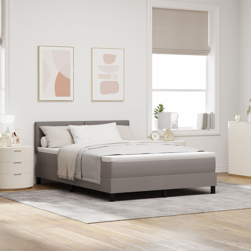 Boxspringbett mit Matratze Taupe 140x200 cm Stoff