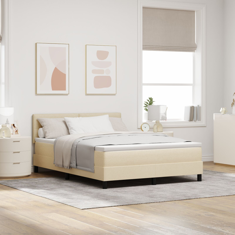 Boxspringbett mit Matratze Beige 160x200 cm Stoff