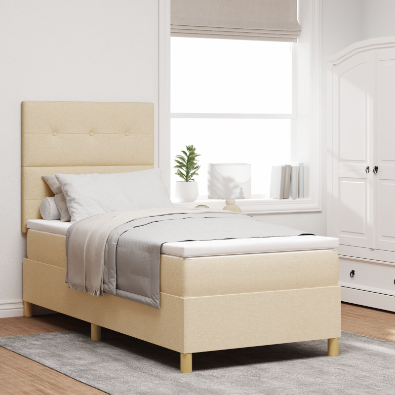 Boxspringbett mit Matratze Creme 80x200 cm Stoff